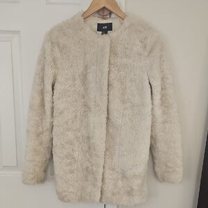H&M Cream Faux Fur Jacket